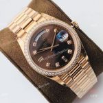 Swiss Replica Rolex Day-Date President 36mm Watch - Rolex Day Date Chocolate Diamond Watch